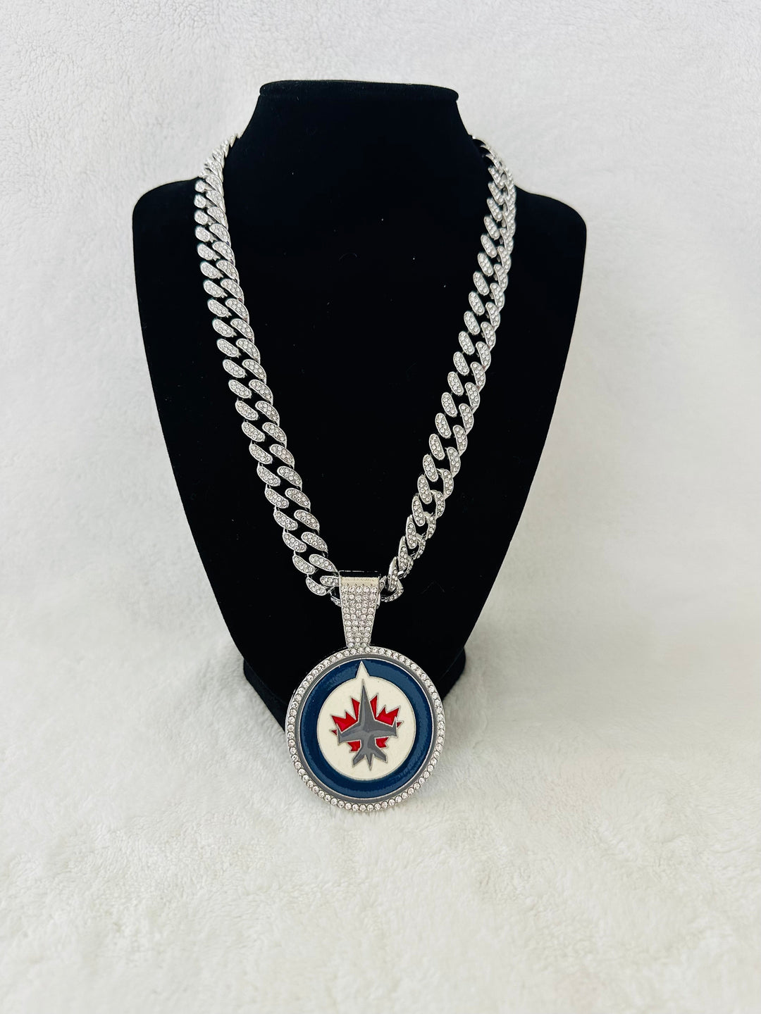 Winnipeg Jets Silver Iced Cuban Chain 24”, US SHIP - EB Sports Championship Rings