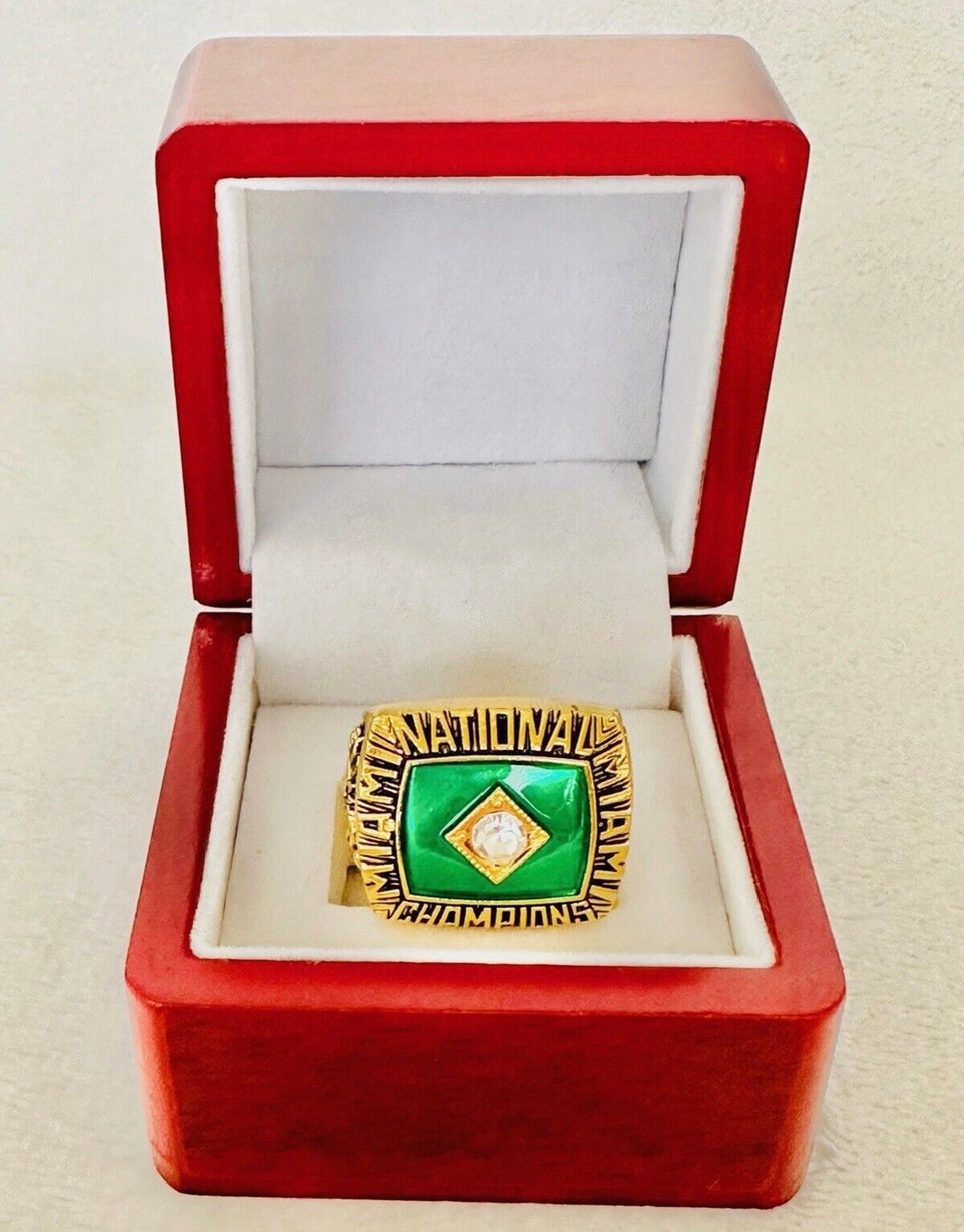 1987 Miami Hurricanes NCAA 18k GP Brass Championship Ring with box, US SHIP