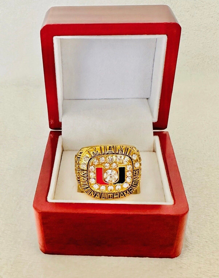1991 Miami Hurricanes NCAA 18k GP Brass Championship Ring with box, US SHIP