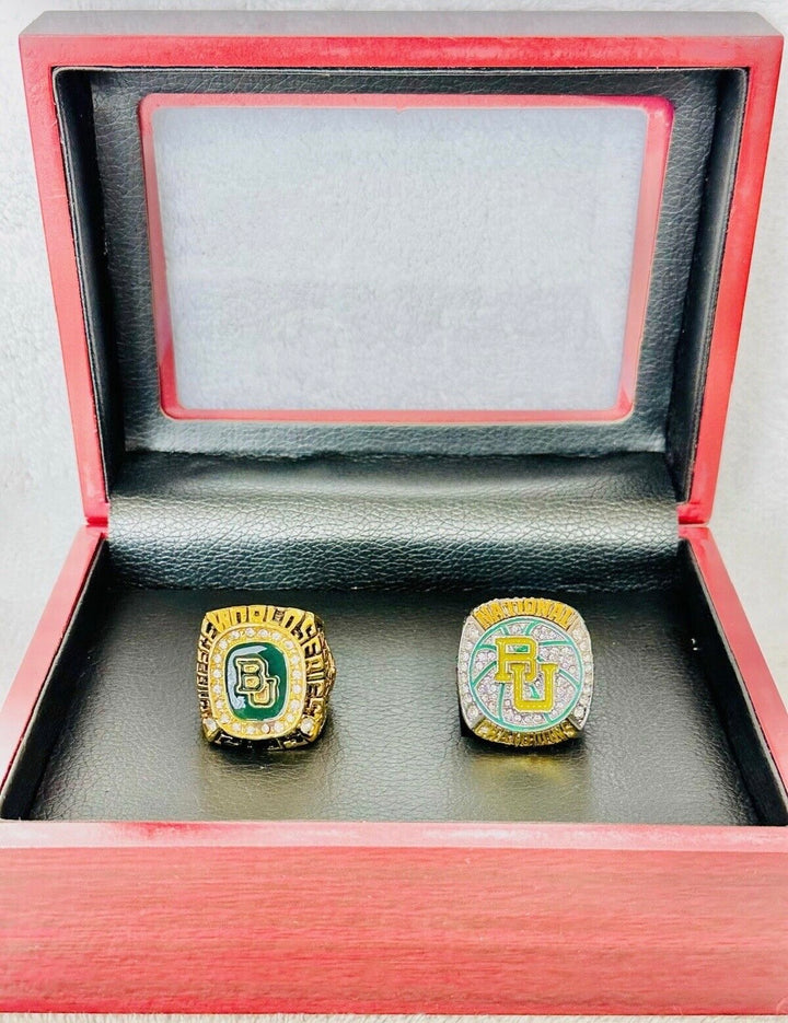 2 PCS Baylor Bears Championship fan Ring Set with box, US SHIP 2005/21