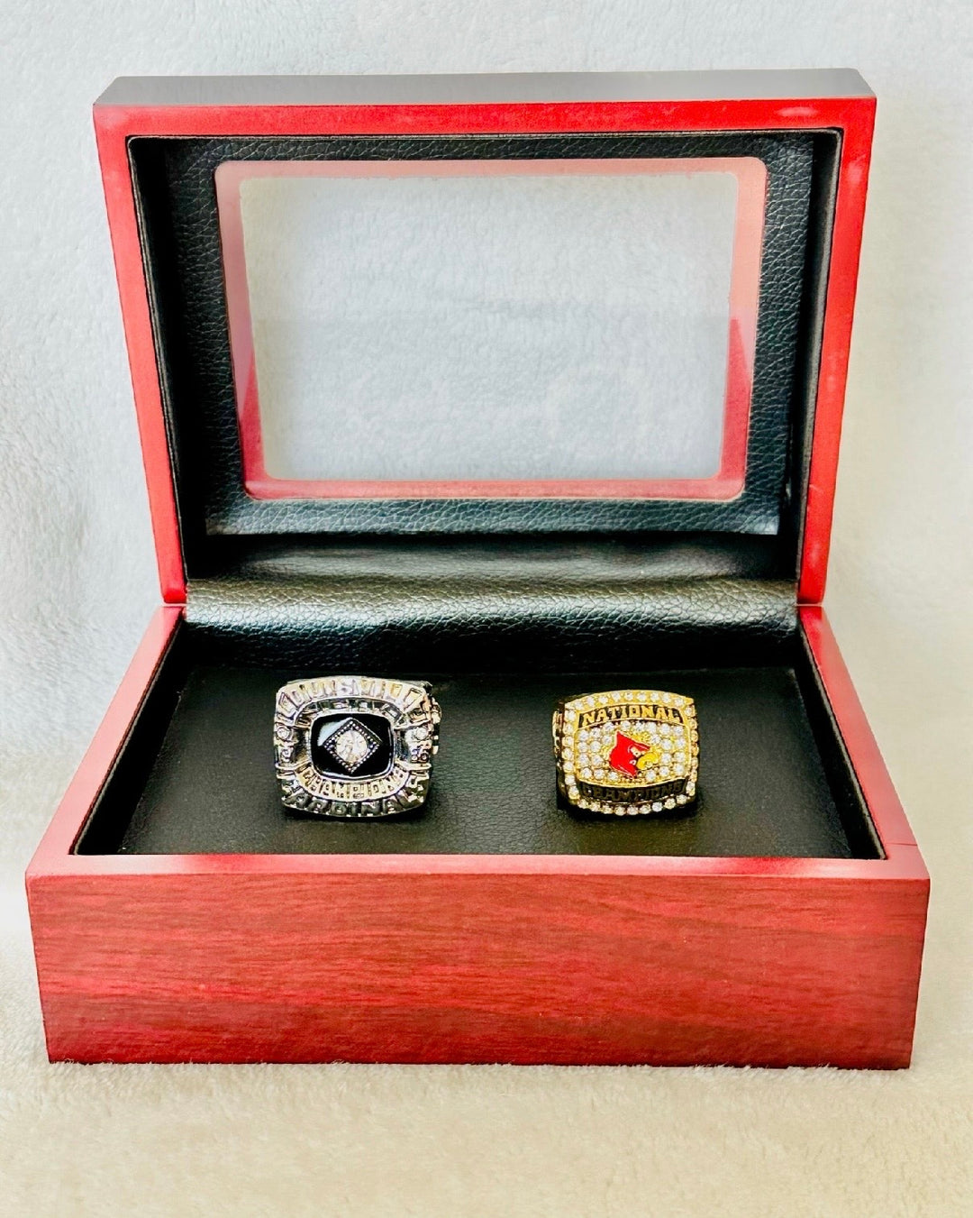 2 PCS Louisville Cardinals College 1986/2013 Basketball Championship Ring Set with box