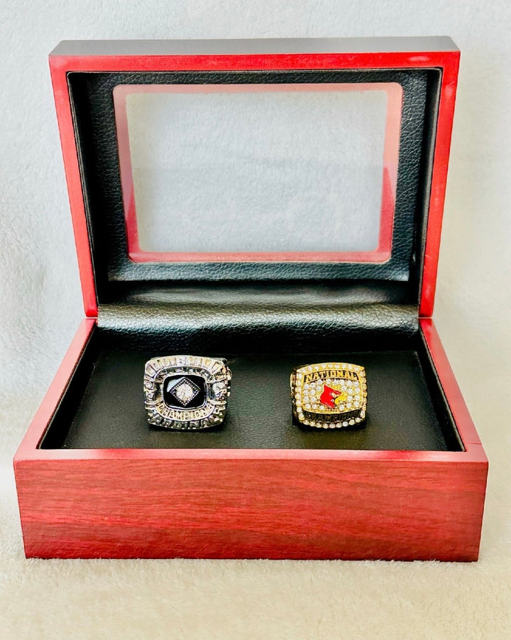 2 PCS Louisville Cardinals College 1986/2013 Basketball Championship Ring Set with box