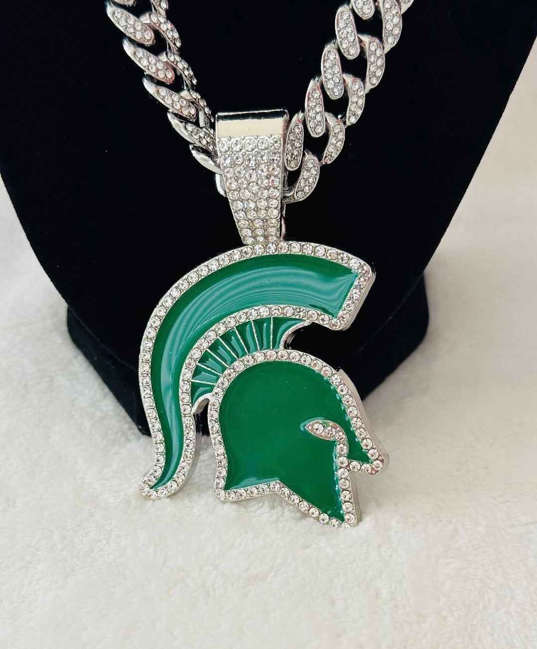 Michigan State Spartans Necklace, Pendant 24” Silver Chain Sports Chain, US SHIP