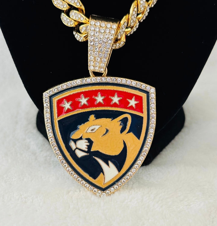 Florida Panthers Large Gold Iced Cuban Chain 24”