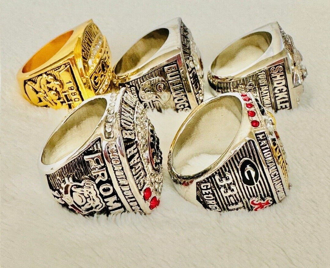 7 PCS Georgia Bulldogs Championship Ring Set, US SHIP 1980-2023