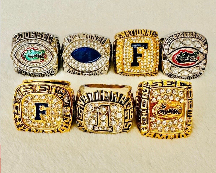 7 PCS Florida Gators Championship Ultimate Ring Set with box, US SHIP, 1995-2019