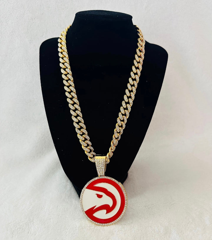 Atlanta Hawks Large Gold Iced Cuban Chain 24”
