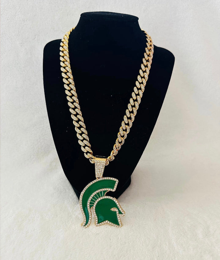 Michigan State Spartans Necklace, Pendant 24” Gold Chain Sports Chain, US SHIP