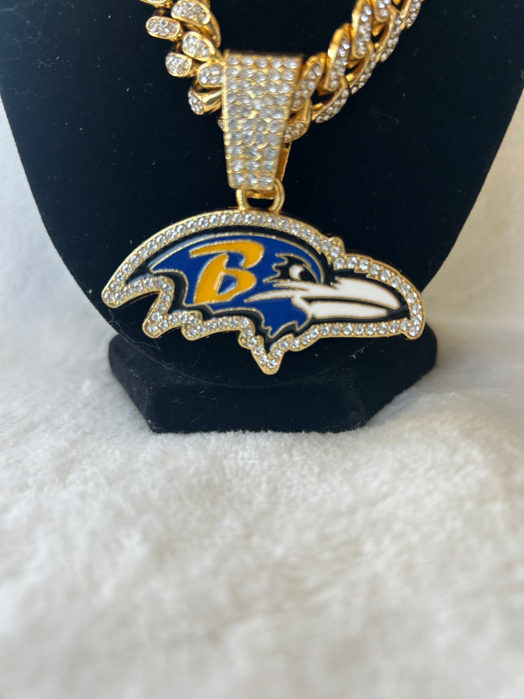 Baltimore Ravens Men’s Large Gold Iced Cuban Chain 24”, US SHIP - EB Sports Championship Rings