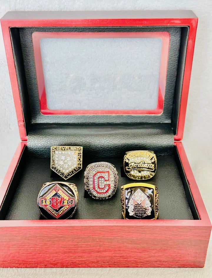 5 PCS Cleveland Indians Championship Ring Set with box, US SHIP