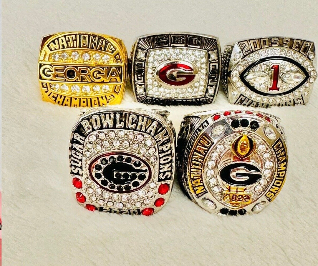7 PCS Georgia Bulldogs Championship Ring Set, US SHIP 1980-2023