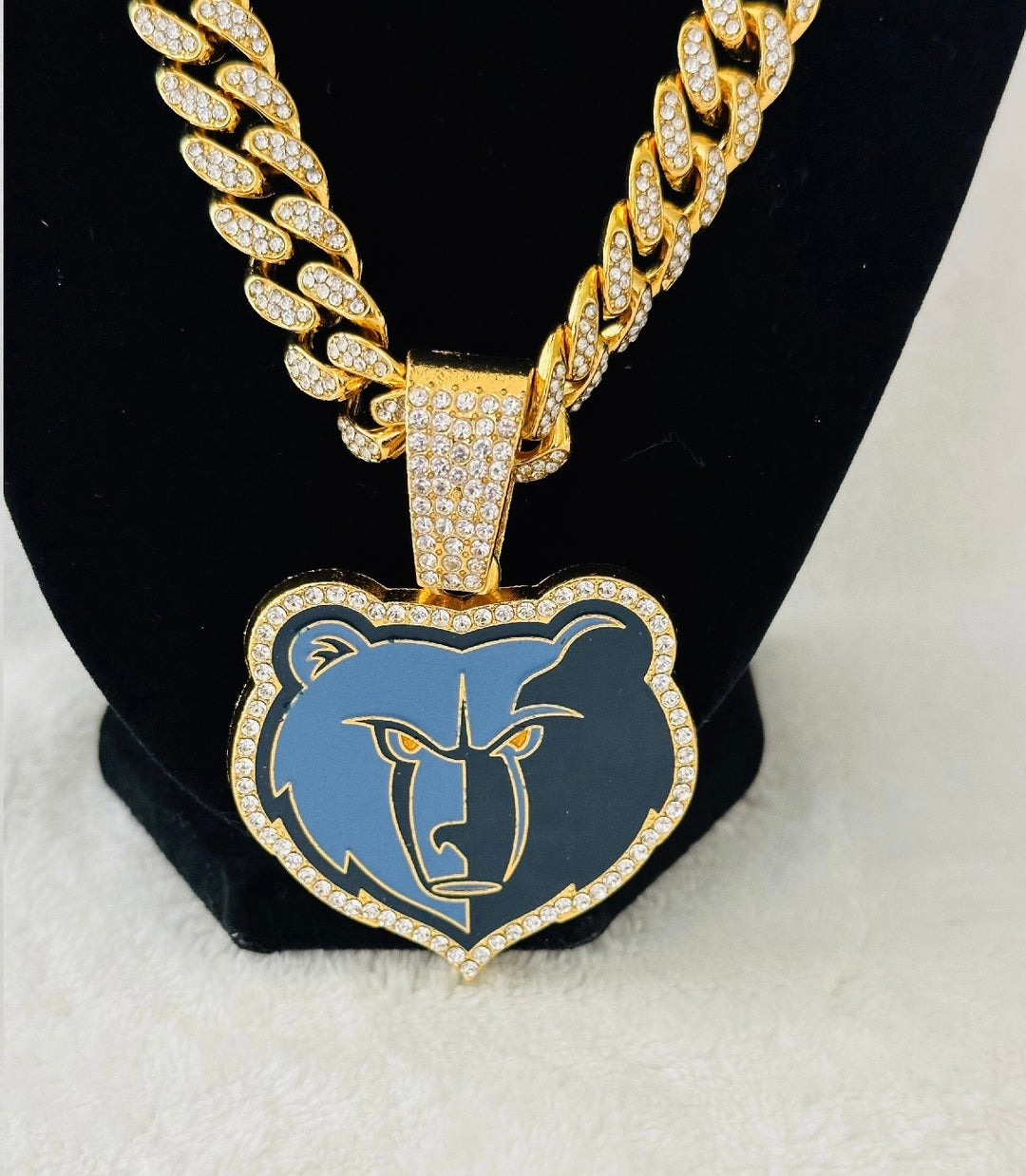 Memphis Grizzlies Gold Iced Cuban Chain 24”, US SHIP
