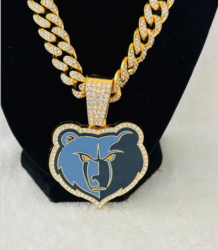 Memphis Grizzlies Gold Iced Cuban Chain 24”, US SHIP
