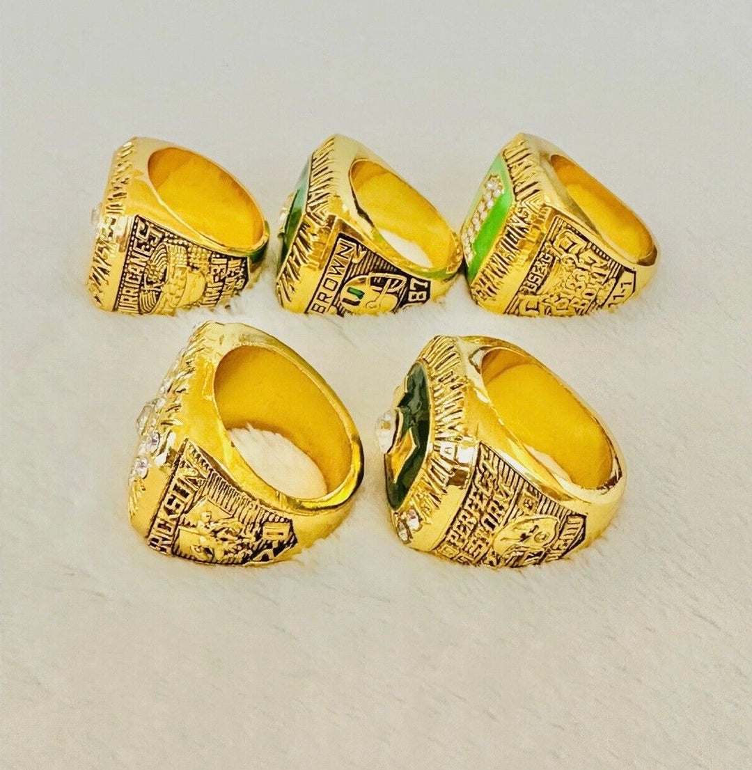 5 PCS Miami Hurricanes NCAA 18k GP Championship Ring, US SHIP 1983-2001