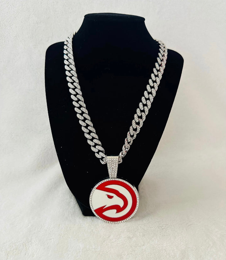 Atlanta Hawks Large Silver Iced Cuban Chain 24”