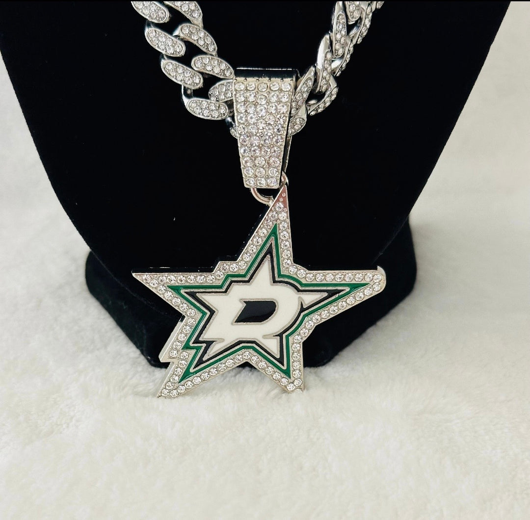 DALLAS STARS GEM NECKLACE Silver Chain 24", US SHIP