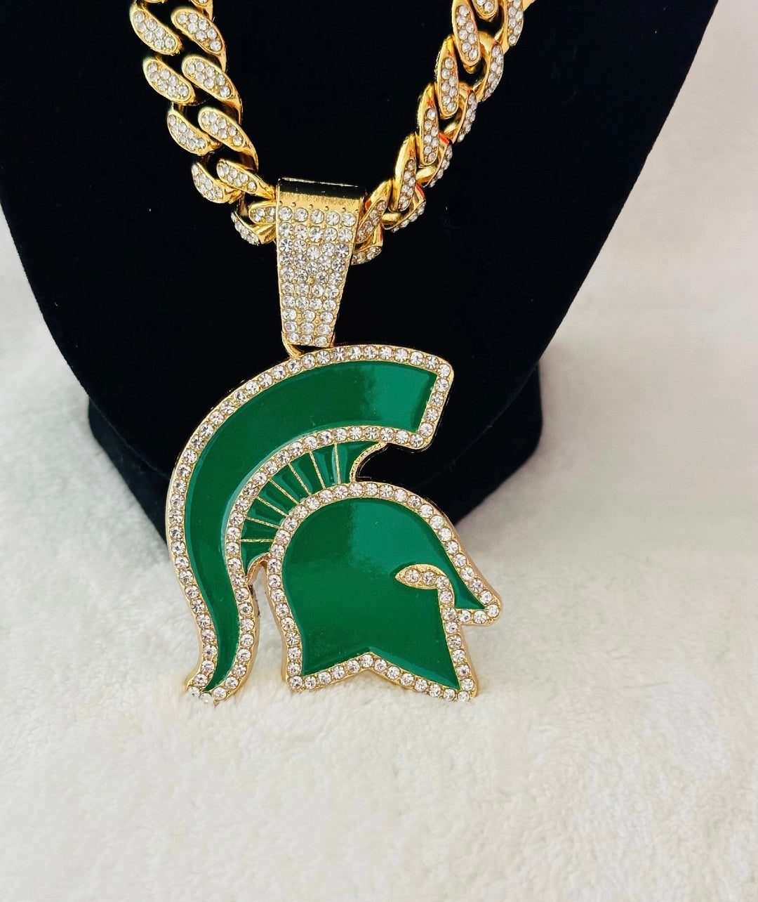 Michigan State Spartans Necklace, Pendant 24” Gold Chain Sports Chain, US SHIP