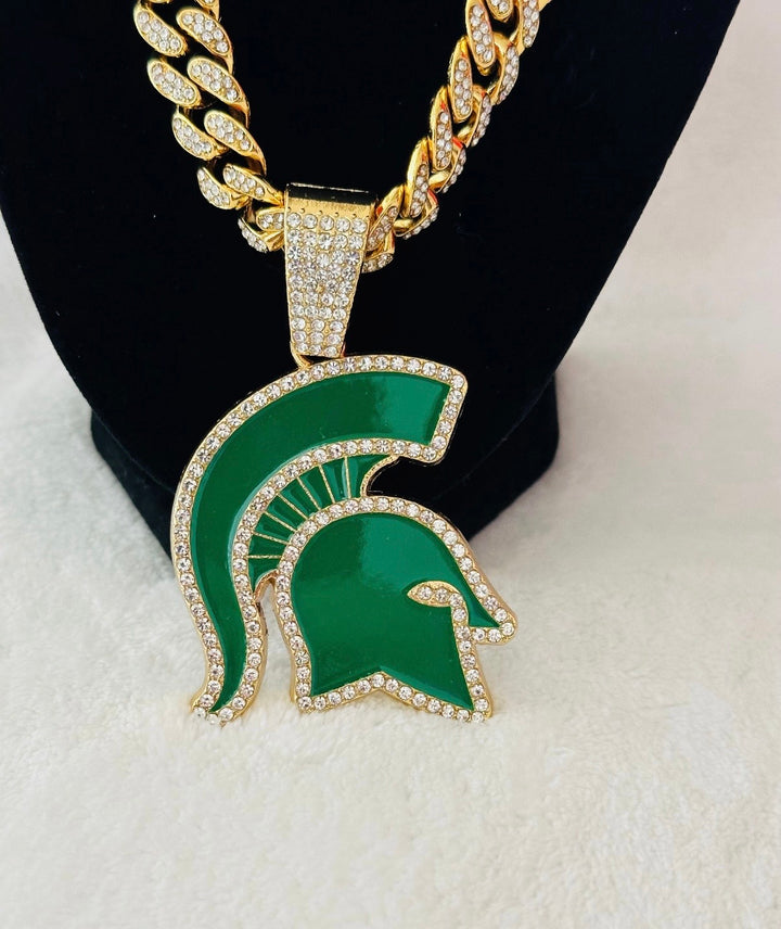 Michigan State Spartans Necklace, Pendant 24” Gold Chain Sports Chain, US SHIP