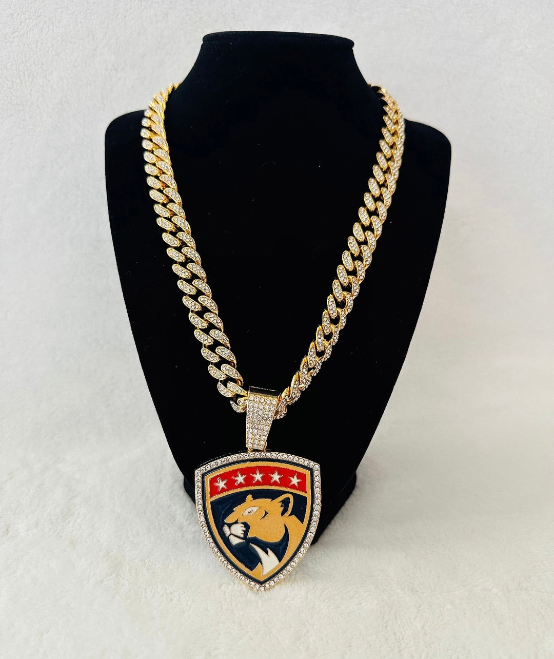 Florida Panthers Large Gold Iced Cuban Chain 24”