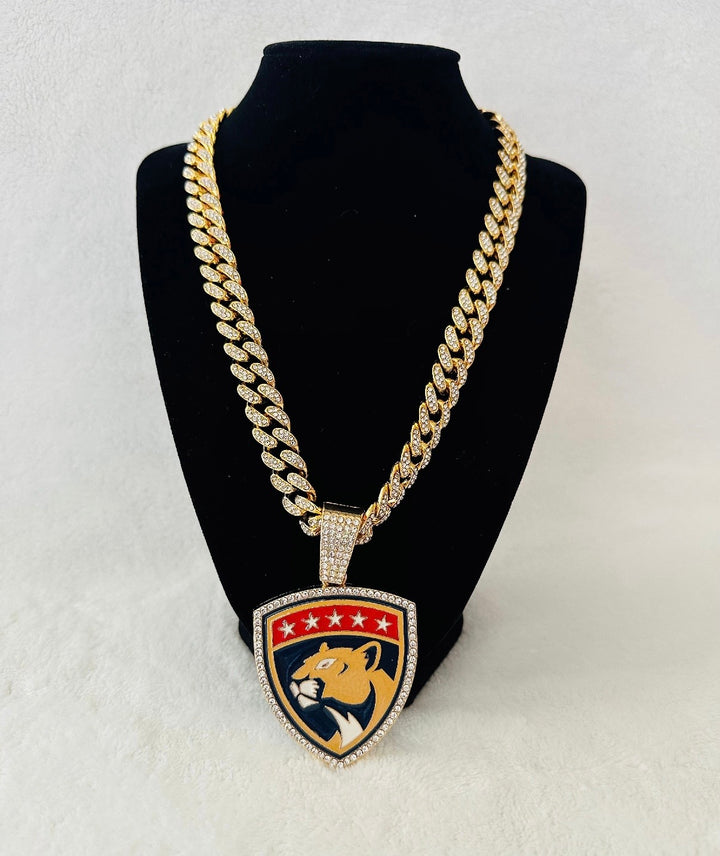 Florida Panthers Large Gold Iced Cuban Chain 24”