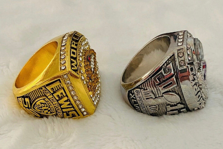 2 PCS Baltimore Ravens Super Bowl Ring SET, US Ship NFL 2000/2012 - EB Sports Championship Rings