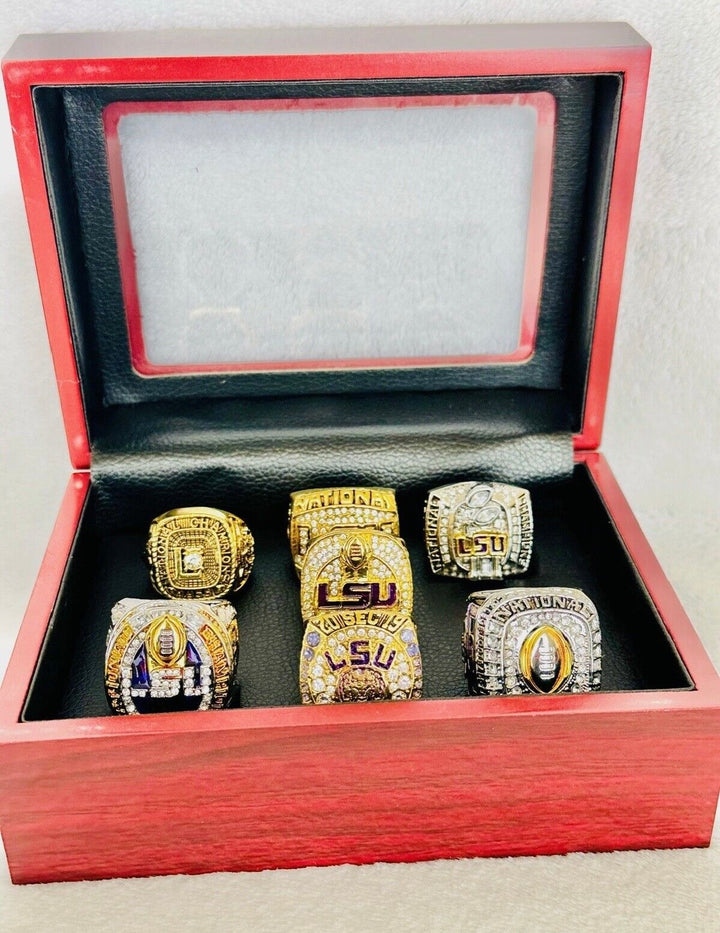 7 PCS LSU Tigers National Championship Ring with box, US SHIP 1958-2020