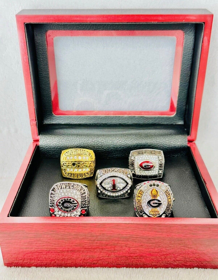 5 PCS Georgia Bulldogs Championship Ring W Box, US SHIP 1980-2022