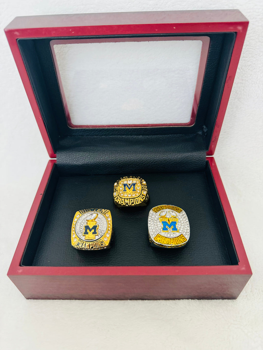 3 PCS Michigan Wolverines Replica Championship Ring W Box, US SHIP 1997/2021/2022 - EB Sports Championship Rings