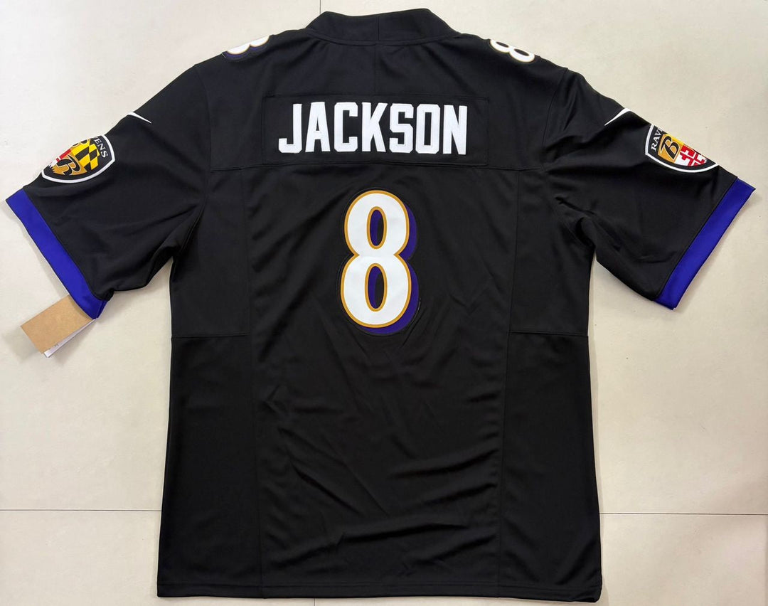 Lamar Jackson Baltimore Ravens Nike Stitched Black Jersey, Carry L and XL - EB Sports Memorabilia