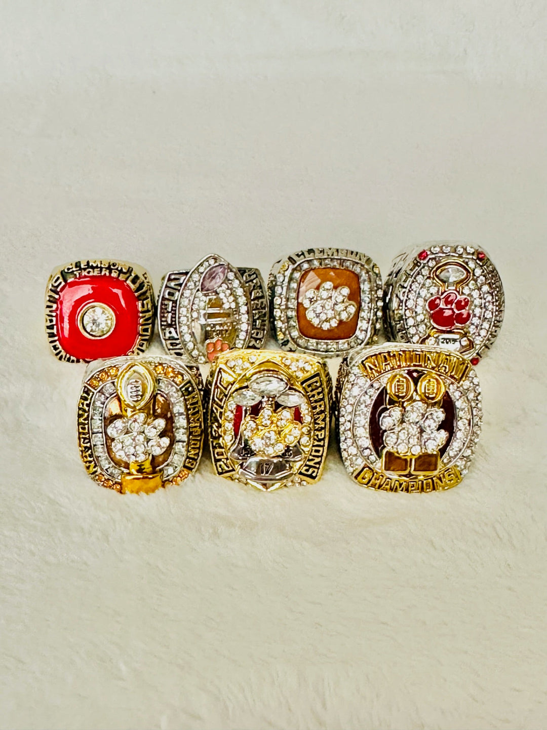 7 PCS Clemson Tigers Championship Ring Set - EB Sports Champion's Cache
