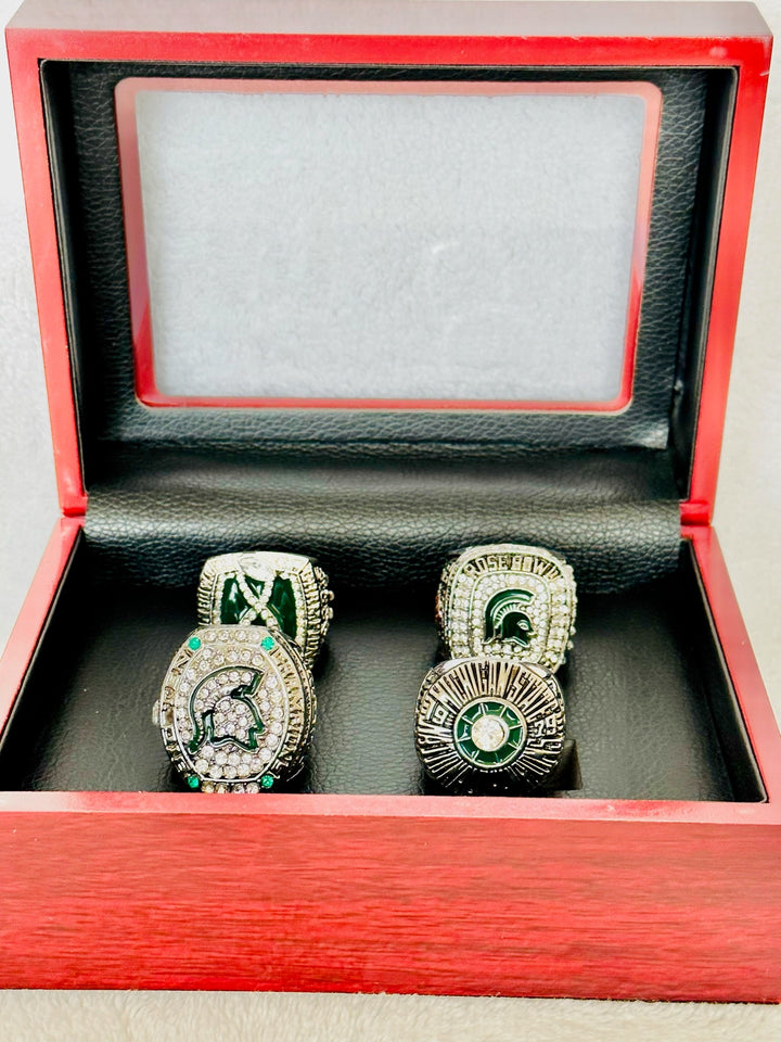 4 PCS Michigan State Spartans Championship Ring Set W Box, US Ship - EB Sports Champion&